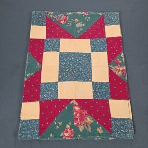 Vintage Quilted Placemats Patchwork Cottagecore Farm House Set of 4 Grannycore